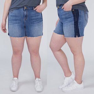 LANE BRYANT Re/Made Denim Shorts Shadow Stripe